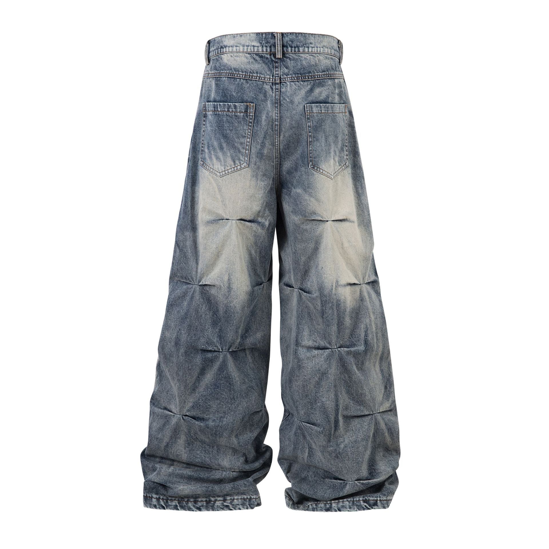 BOX STITCHED WASHED DENIM PANTS